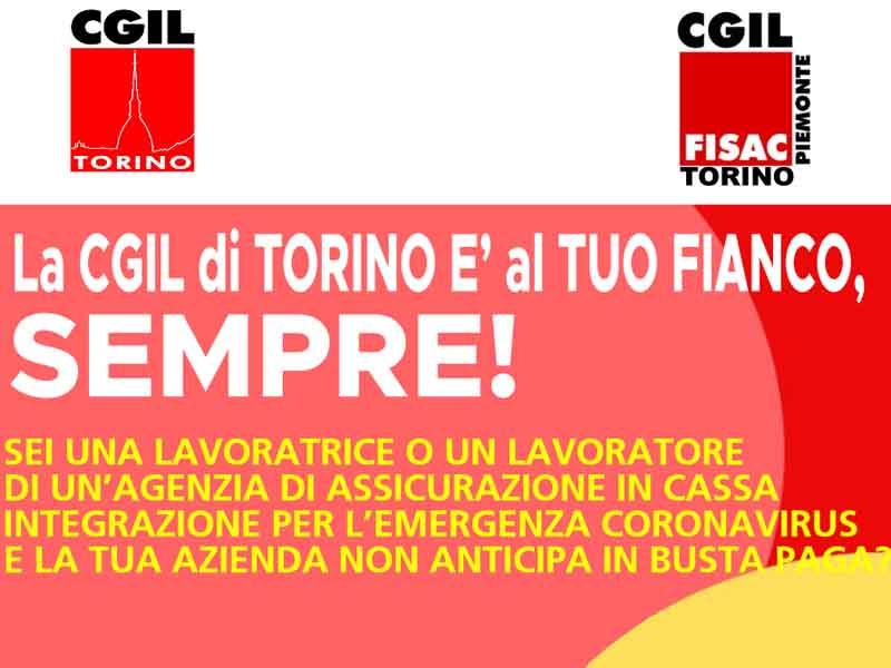 La Fisac-Cgil di Torino è sempre al tuo fianco