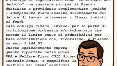 Nessun obbligo di comunicazione al fondo pensione sui premi destinati a previdenza complementare